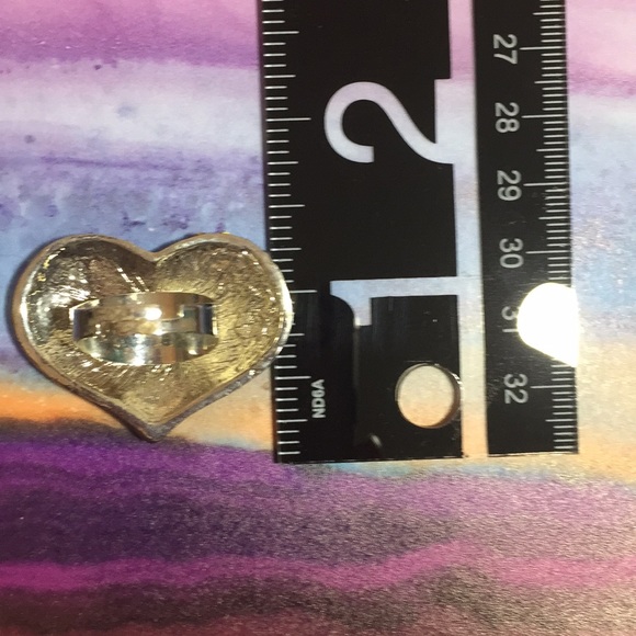 SILVER HEART RING BIG ADJUSTABLE BAND GORGEOUS PAVE CZ STONES FITS MANY SIZES - Picture 3 of 4